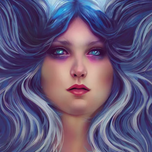 Image similar to beautiful magic angel, full body, flowing hair, blue eyes, beautiful aesthetic, by james jean and joe jusco, trending on artstation, digital art, cinematic lightning, ultra high detail, 8 k