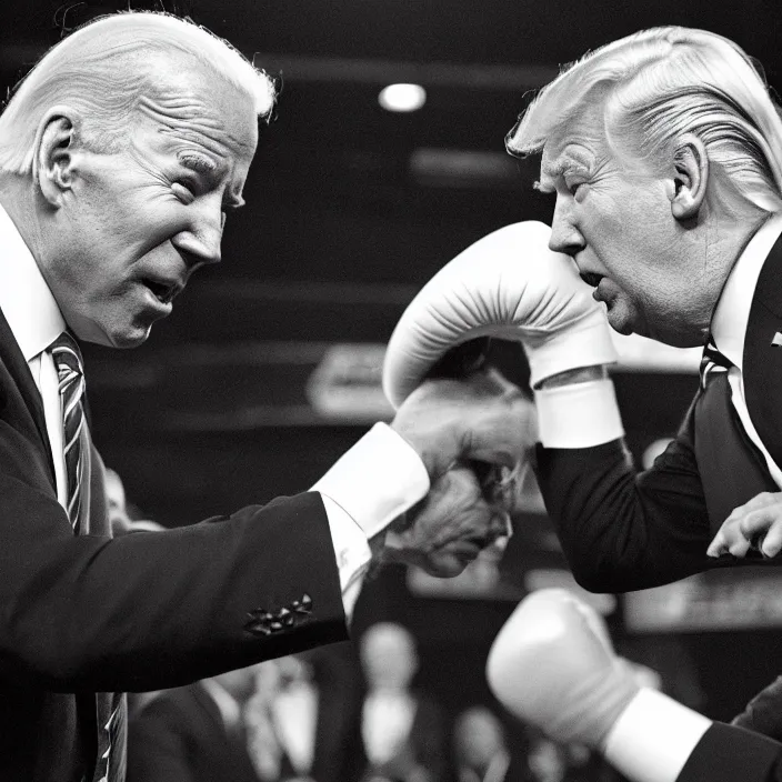 Prompt: joe biden and donald trump boxing match, detailed sharp photo