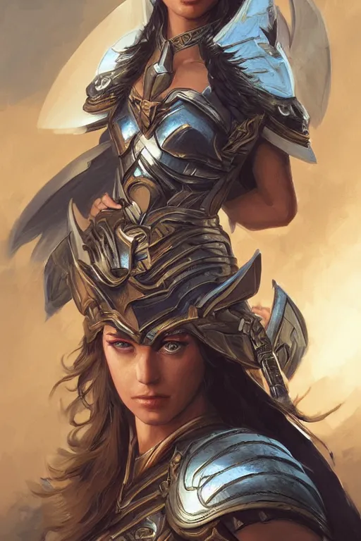 Image similar to amazon valkyrie athena, d & d, fantasy, portrait, highly detailed, headshot, digital painting, trending on artstation, concept art, sharp focus, illustration, art by artgerm and greg rutkowski and magali villeneuve