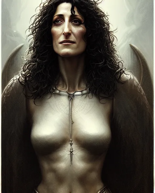 Image similar to lisa edelstein, character portrait, portrait, close up, concept art, intricate details, highly detailed by greg rutkowski, michael whelan and gustave dore