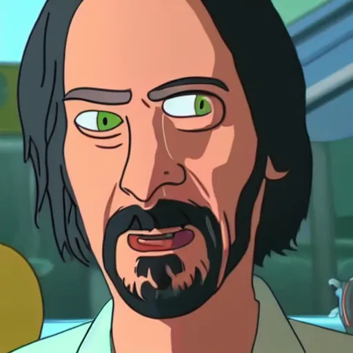 Image similar to Keanu reeves In Rick and Morty 4K detailed super realistic