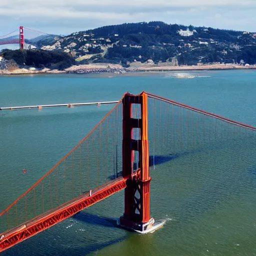 Prompt: photo of a giant slug devouring the golden gate bridge