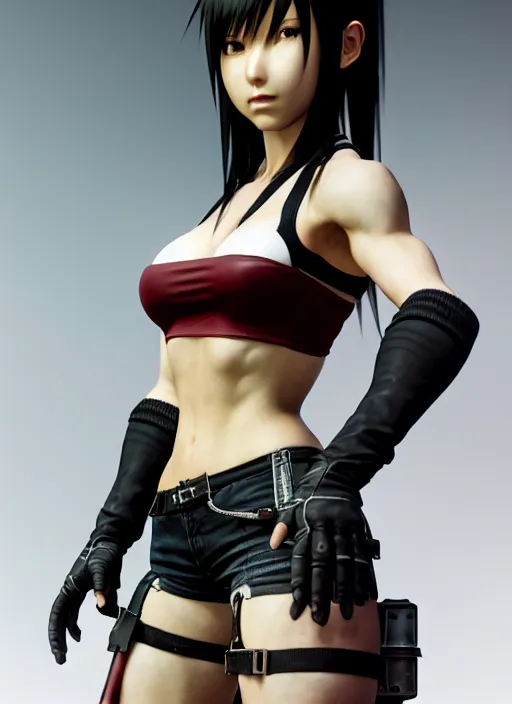 Image similar to 3 / 4 view of a portrait of tifa from final fantasy vii remake, evangelion, au naturel, hyper detailed, digital art, trending in artstation, cinematic lighting, studio quality, smooth render, frostbite 3 engine rendered, art style by klimt and nixeu and ian sprigger and wlop and krenz cushart