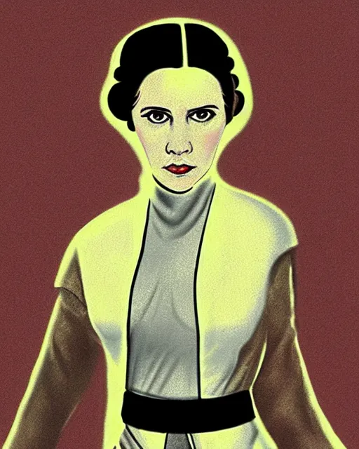 Image similar to princess leia in star wars, 1977, digital art drawing, cdx