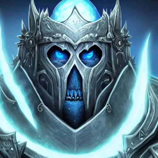 Image similar to world of warcraft lich king gigachad portrait