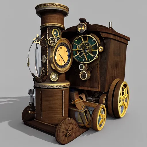 Image similar to steampunk time machine, cinema4d