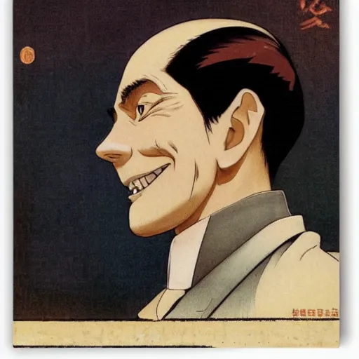 Image similar to anime detective joseph goebbels by hasui kawase by richard schmid