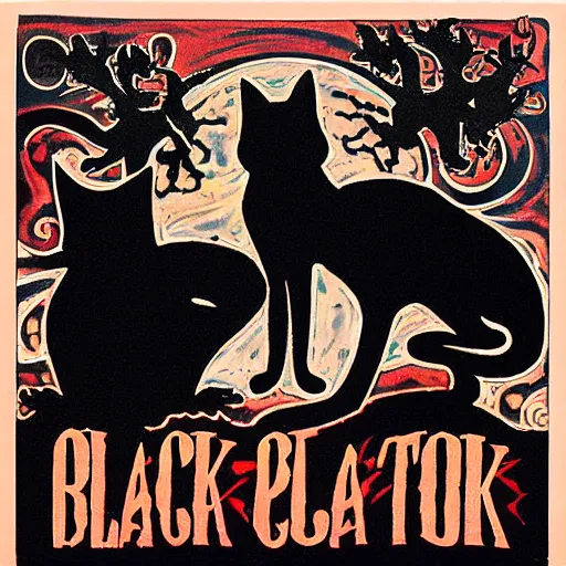 Image similar to album cover for an album called'the black cat ', 1 9 9 0