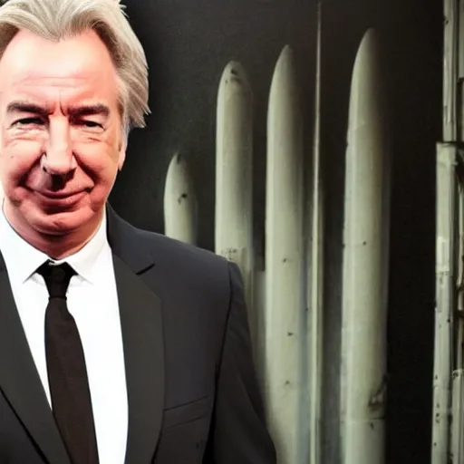 Prompt: Alan Rickman wearing a suit in a grand theft auto 5 loading screen