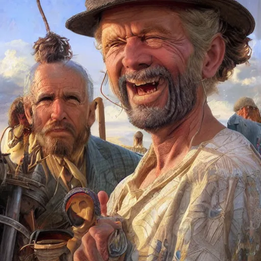 Prompt: an portrait of happy citizens living in an poor village, highly detailed, centered, digital painting, artstation, concept art, donato giancola, Joseph Christian Leyendecker, WLOP, Boris Vallejo, Breathtaking