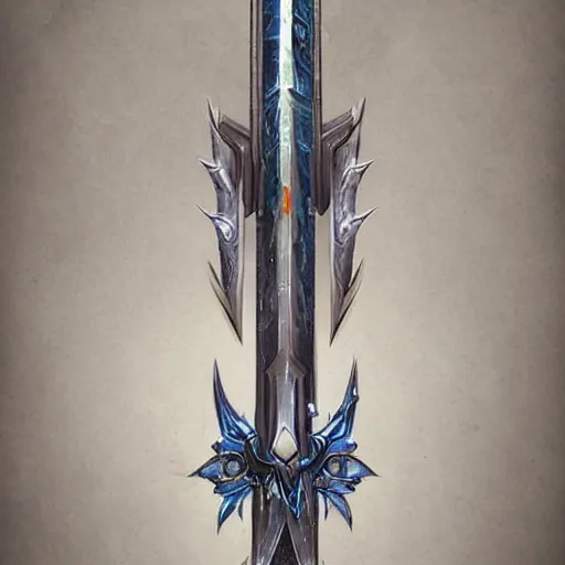 Image similar to concept art of legendary celestial sword weapon, symmetry, sword design, fantasy sword, fantasy, behance, pinterest, deviantart, artstation, weapons concept art, design, rpg, weapon, detailed, digital art, incredible, digital painting