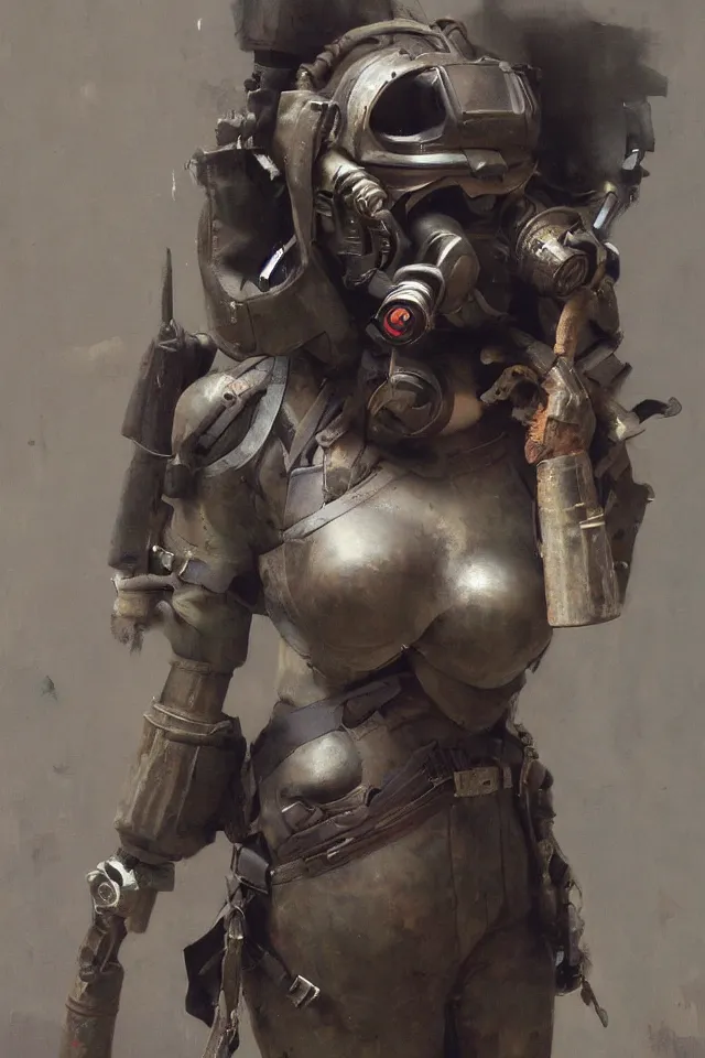 Image similar to a girl with a oni gas mask by ruan jia