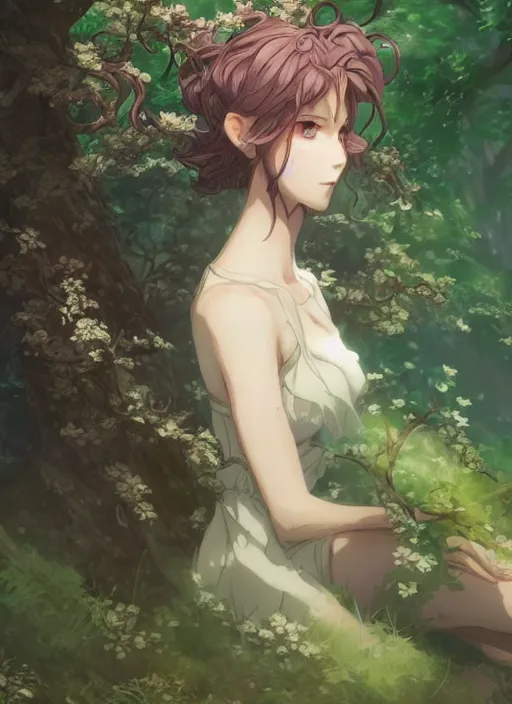 Prompt: a portrait a dryad in a forest, very anime, intricate, tone mapped, ambient lighting, highly detailed, digital painting, artstation, concept art, sharp focus, by makoto shinkai and akihiko yoshida and hidari and wlop