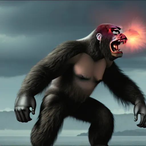 Prompt: king kong with wings fights in new york against godzilla with 3 heads, hyper realistic, ray tracing