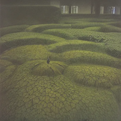 Prompt: wet dark green exotic garden by Rinko Kawauchi, Saudek, Beksinski