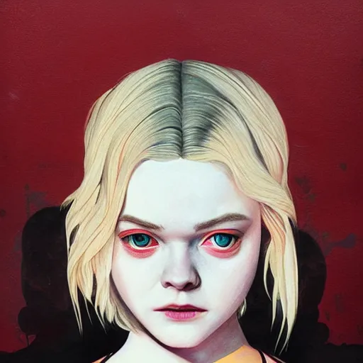 Prompt: Elle Fanning in Silent Hill picture by Sachin Teng, asymmetrical, dark vibes, Realistic Painting , Organic painting, Matte Painting, geometric shapes, hard edges, graffiti, street art:2 by Sachin Teng:4