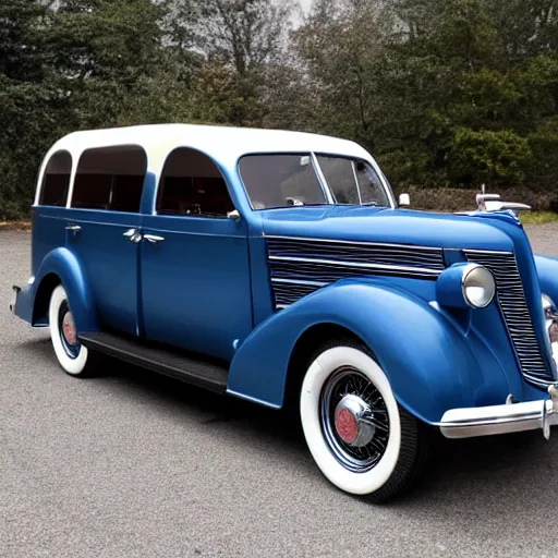 Prompt: dark blue 1 9 3 6 chrysler airstream