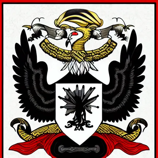 Prompt: “ heraldry, white, black, teo headed eagle, highly detailed, painted, realistic, historical ”
