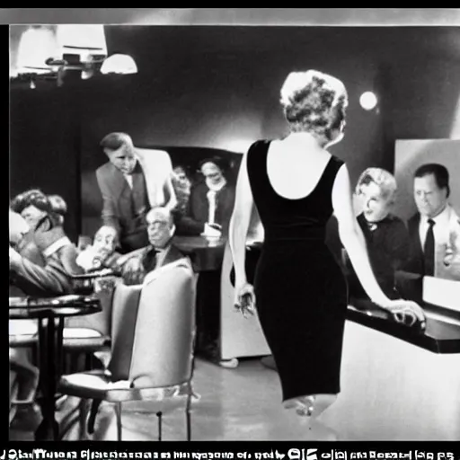 Image similar to photograph of film a noir jazz bar, crowds of people, she arrived in a red dress, cinematography by john alton, burnet guffey, john seitz.