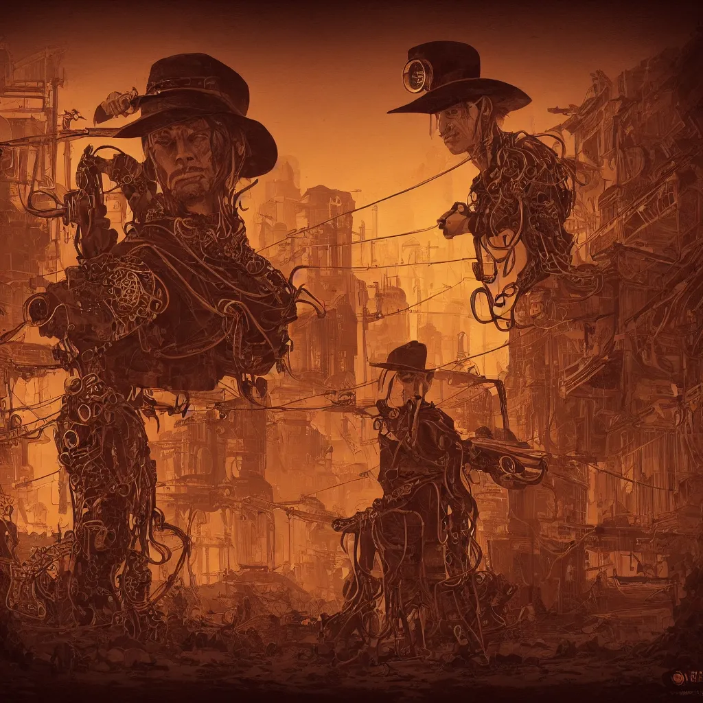 Image similar to solarpunk steampunk spaghetti western wanted poster, header wanted RANDEL BROTHERS dead or alive, fantasy, intricate, elegant, highly detailed, digital painting, artstation, concept art, smooth, sharp focus, illustration, art by artstation