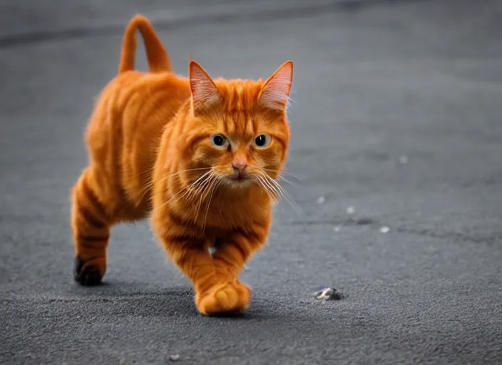 Prompt: ginger cat. mid action, symmetrical balance