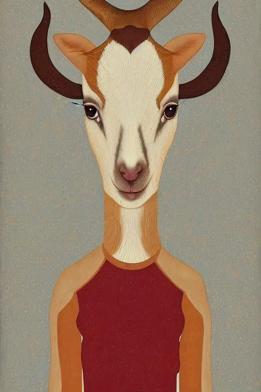 Image similar to portrait of a mystic goat by hayv kahraman