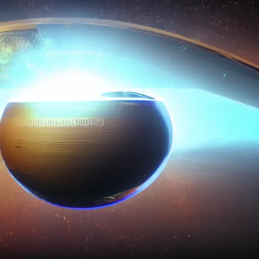 Image similar to dyson ring in space, intricate abstract, unreal engine tech demo, golden hour