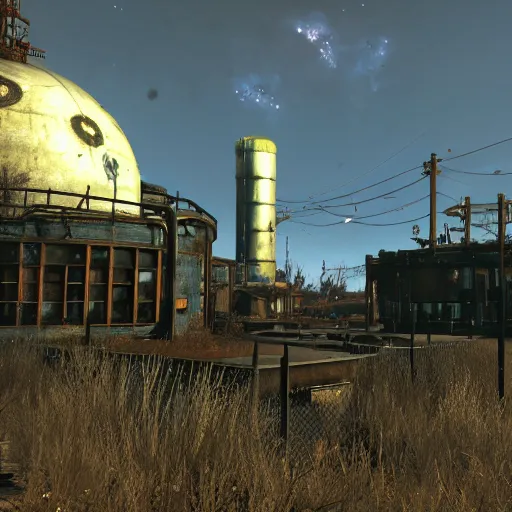 Prompt: fallout 4 big atom research building