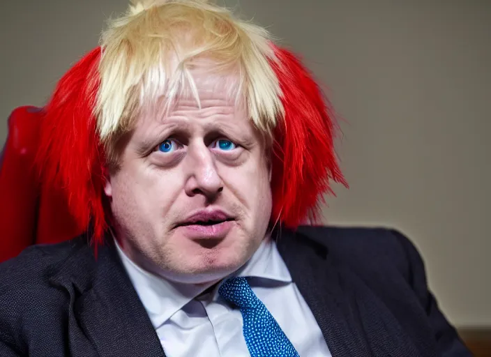 Prompt: Photo of Boris Johnson cosplaying as Dr. Eggman from Sonic series, sitting at the parlament meeting, giving an interview, highly detailed, 4k, HQ