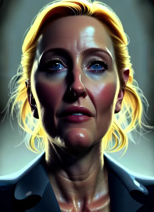 Prompt: portrait, Gillian Anderson , dramatic lighting, cinematic, establishing shot, extremely high detail, foto realistic, cinematic lighting, post processed, concept art, artstation, style by eddie mendoza, raphael lacoste, alex ross