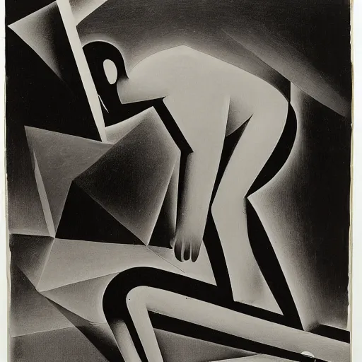 Image similar to desperation; pathetic creature with nothing to lose; hopelessness; drab landscape; desolation; man ray