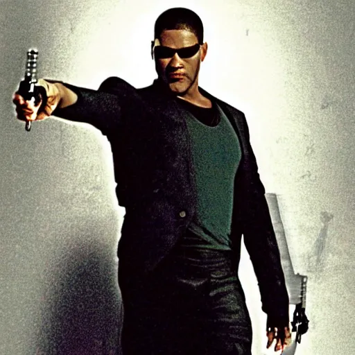 Image similar to Lawrence fishburne as neo in the matrix