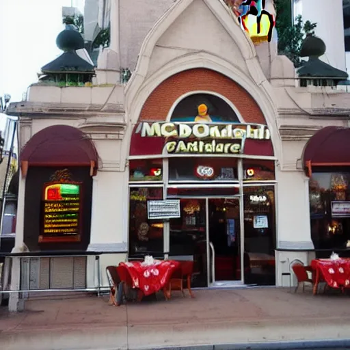 Prompt: photo of McDonald’s restaurant cathedral