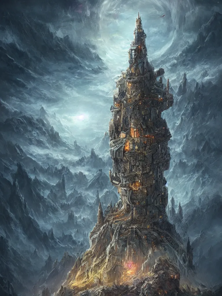 Image similar to a tower on the edge of forever, fantasy art, detailed, cinematic