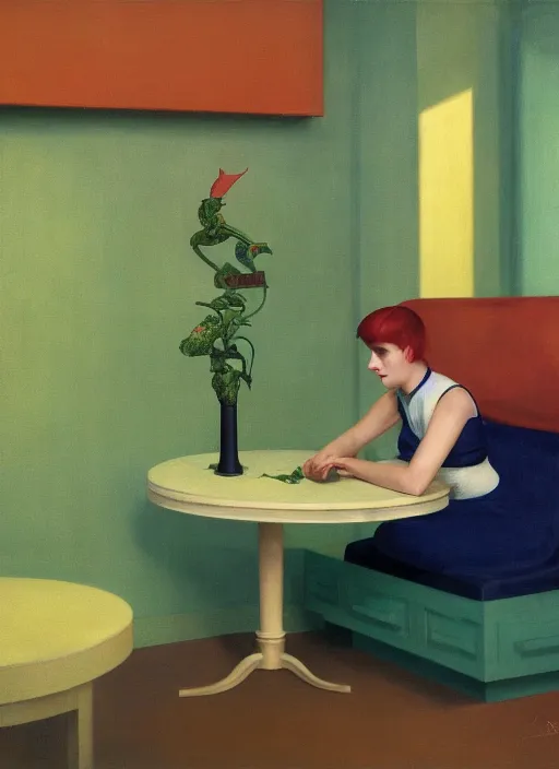 Image similar to a Hybrid organism which is part plant part animal and part machinery. Detailed, complementary color scheme. Studio photography. 8k. Photograph by edward hopper, by ray caesar