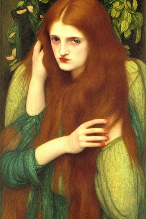 Image similar to poor girl, painting by rossetti detailed art,