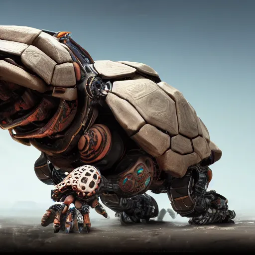 Image similar to a robotic tortoise from Horizon Zero Dawn, trending on Artstation, 4k HD