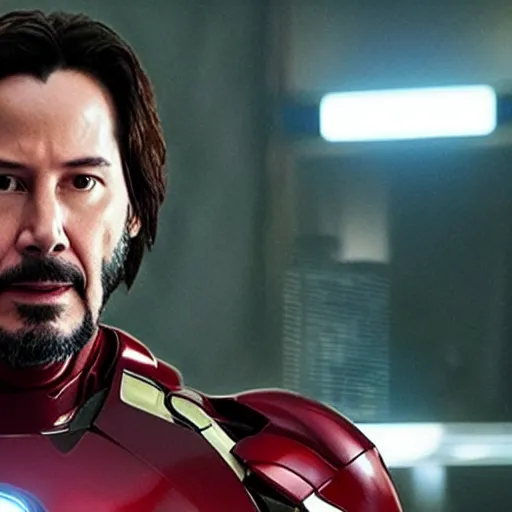 Image similar to keanu reeves as iron man in endgame