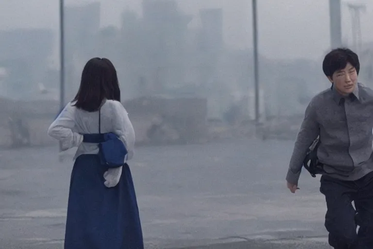 Prompt: korean film still from korean adaptation of the mist
