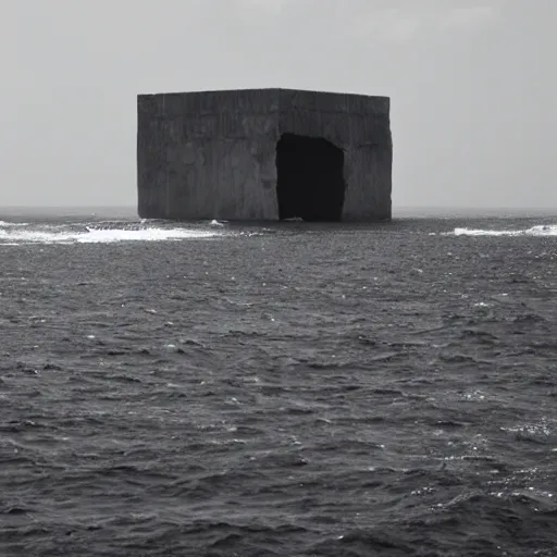 Prompt: a monolithic superstructure coming out of the vast ocean