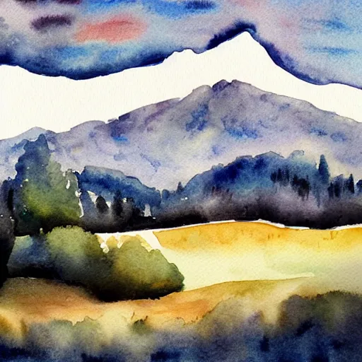 Image similar to mountain landscape watercolor