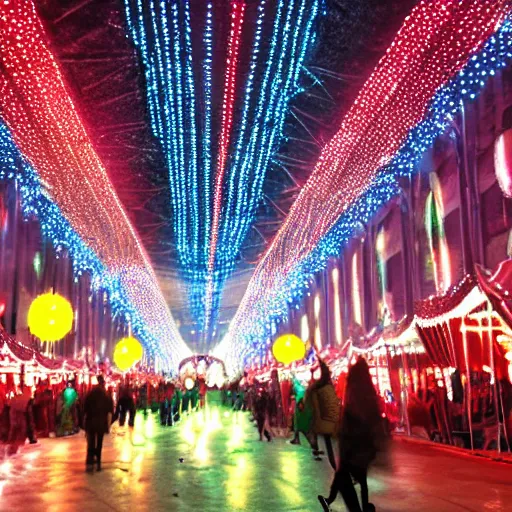 Image similar to a night circus shining with thousands of lights