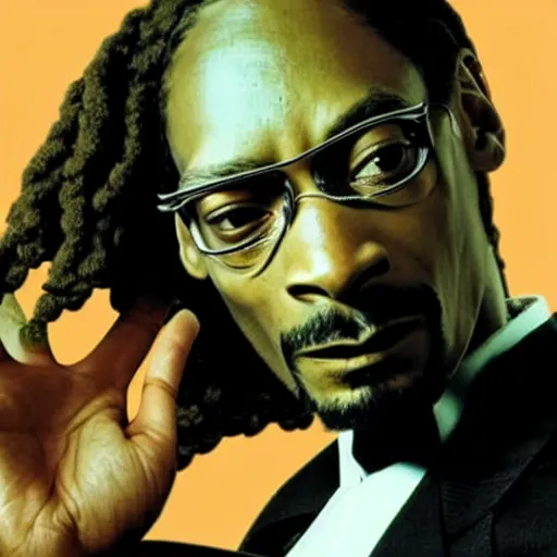 Image similar to still image of snoop dogg as agent smith from the matrix, photo