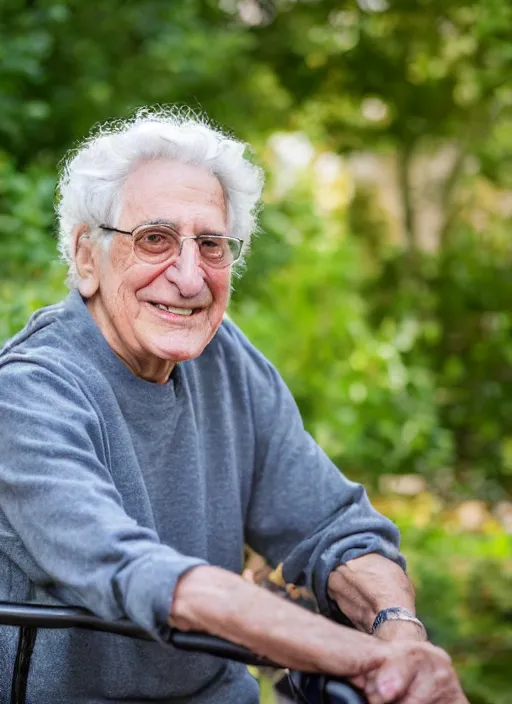 Image similar to DSLR photo portrait still of 78 year old age 78 Harold Ramis at age 78!!!, 85mm f1.8