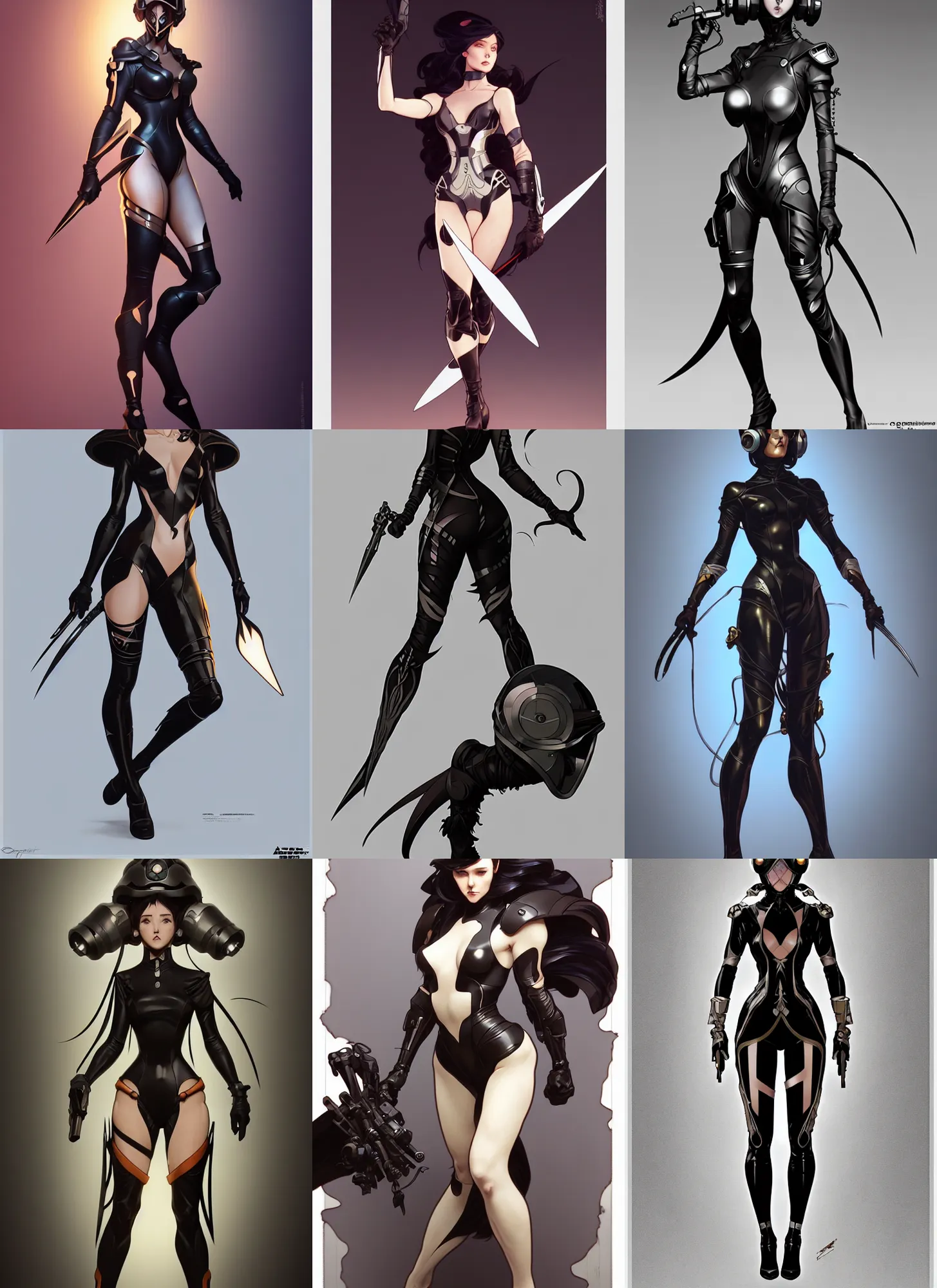 Prompt: cartoon character design by artgerm, cushart krenz, greg rutkowski and alphonse mucha. sci - fi dagger. black tape project show attctive showgirl!! full body with helmet!! sharp edge. ultra clear detailed. contour light effect!! 8 k. stage light. ultra detailed, elegant, intricate, octane render.