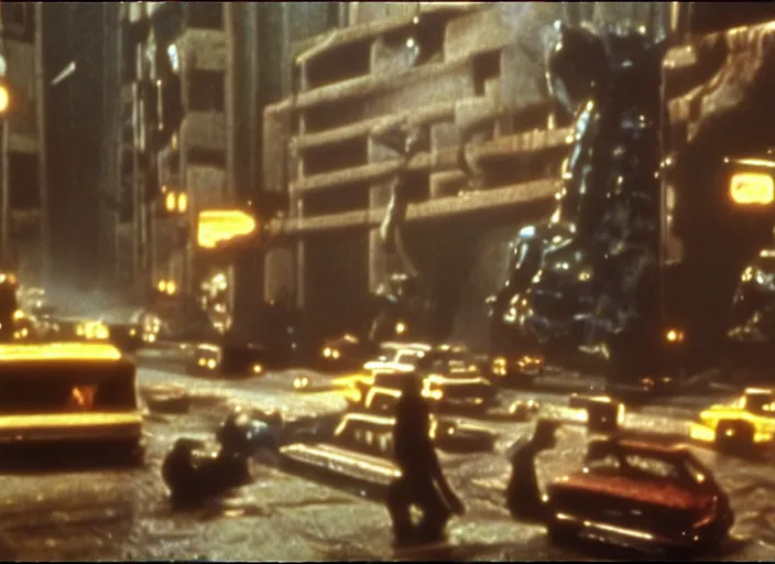 Prompt: scene from the 1 9 8 2 science fiction film muppet blade runner