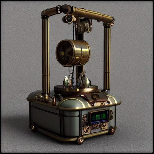Prompt: a steampunk 3d printer, raytracing, octane render, 4k, trending on artstation