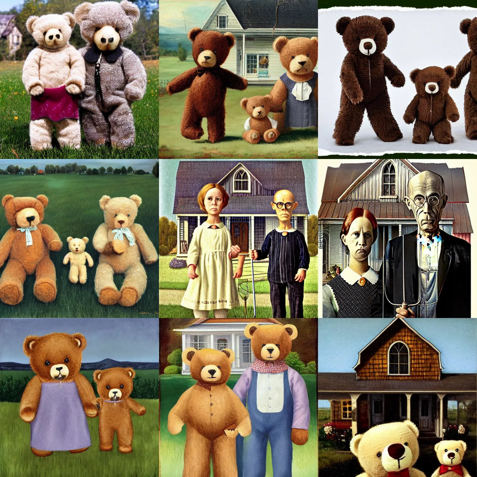 Prompt: Teddy Bears in American Gothic