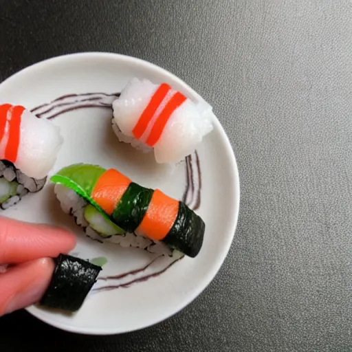 Image similar to miniature people making sushi