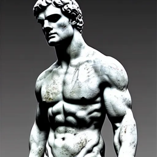 Image similar to henry cavill as a greek marble statue